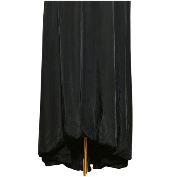 Planet by Lauren G Black Washable Silk Bubble Maxi Asymmetrical Skirt Size Large - Picture 3 of 8